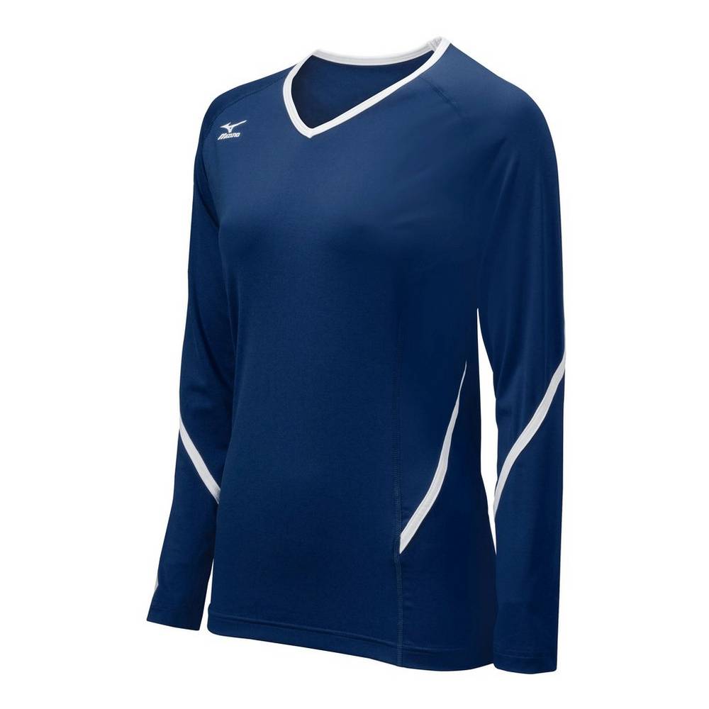 Maglia Mizuno Pallavolo Techno Generation Long Sleeve Donna - Blu Marino/Bianche - 87916-GPXA